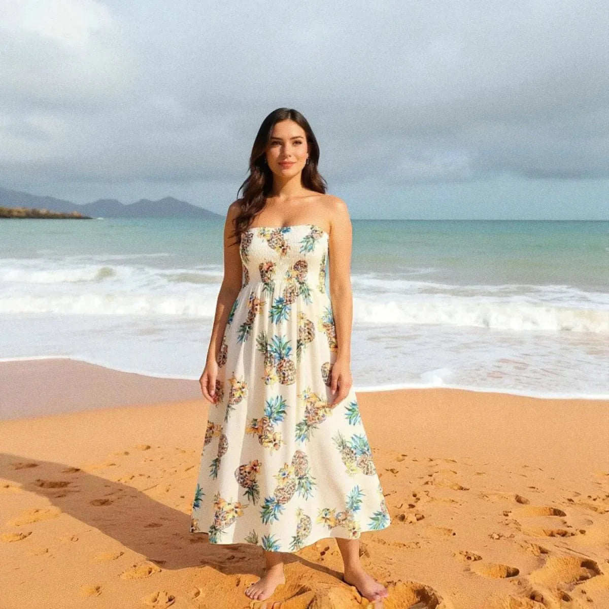 knee length dresses for ladies Makaha Red Hawaiian Maxi Dress