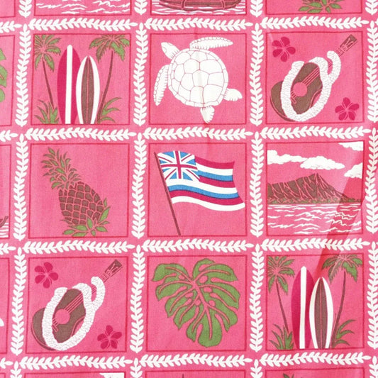 50th state pink hawaiian cotton shirt - alohaz