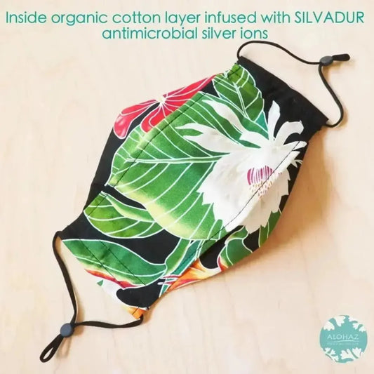 Antimicrobial 3d face mask + adjustable loops ~ black