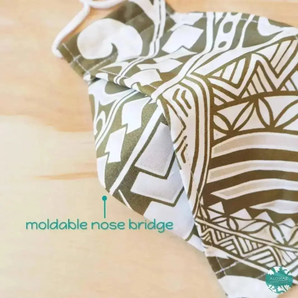 Antimicrobial 3d face mask + adjustable loops ~ khaki tribal tattoo