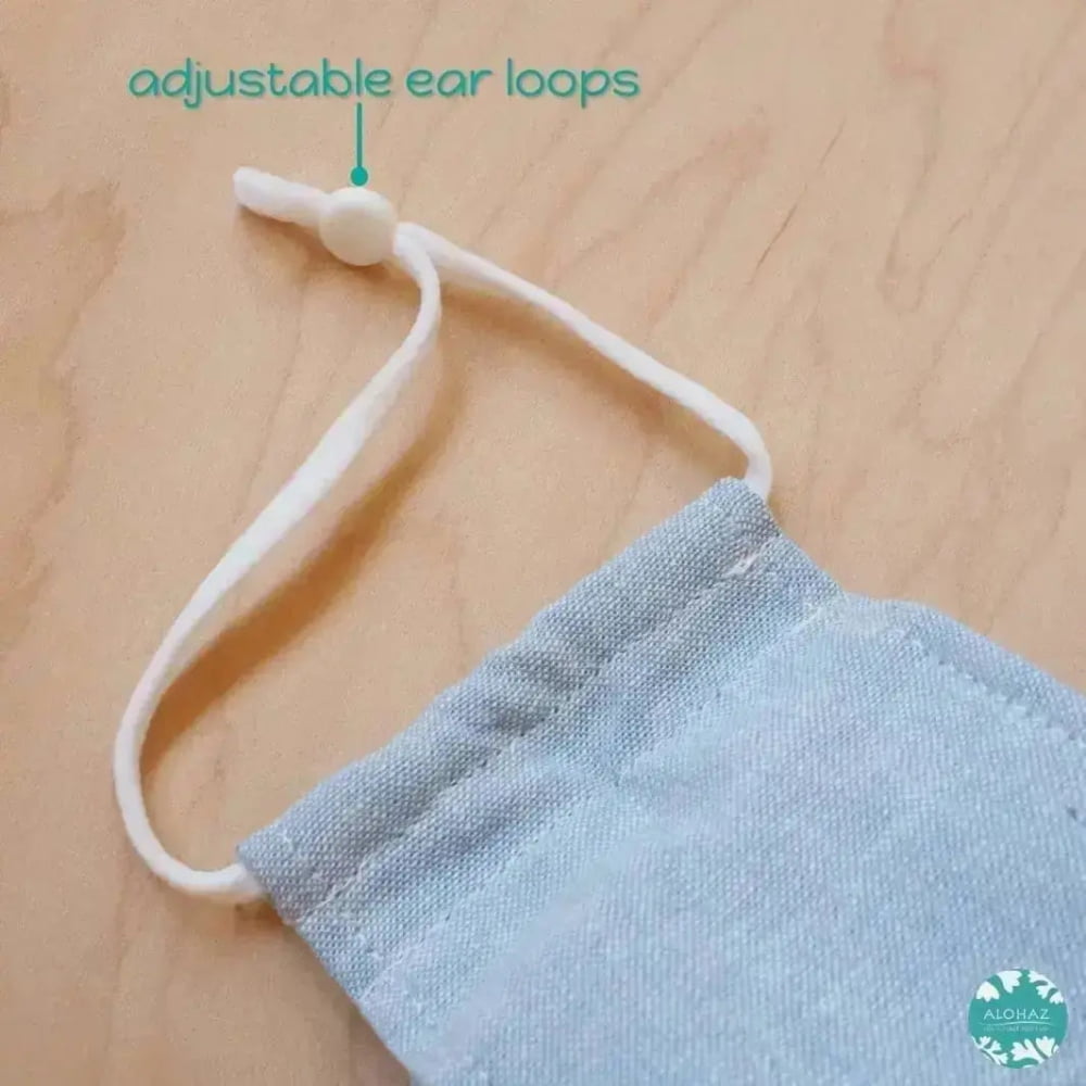 Antimicrobial 3d face mask + adjustable loops ~ sunbleached chambray