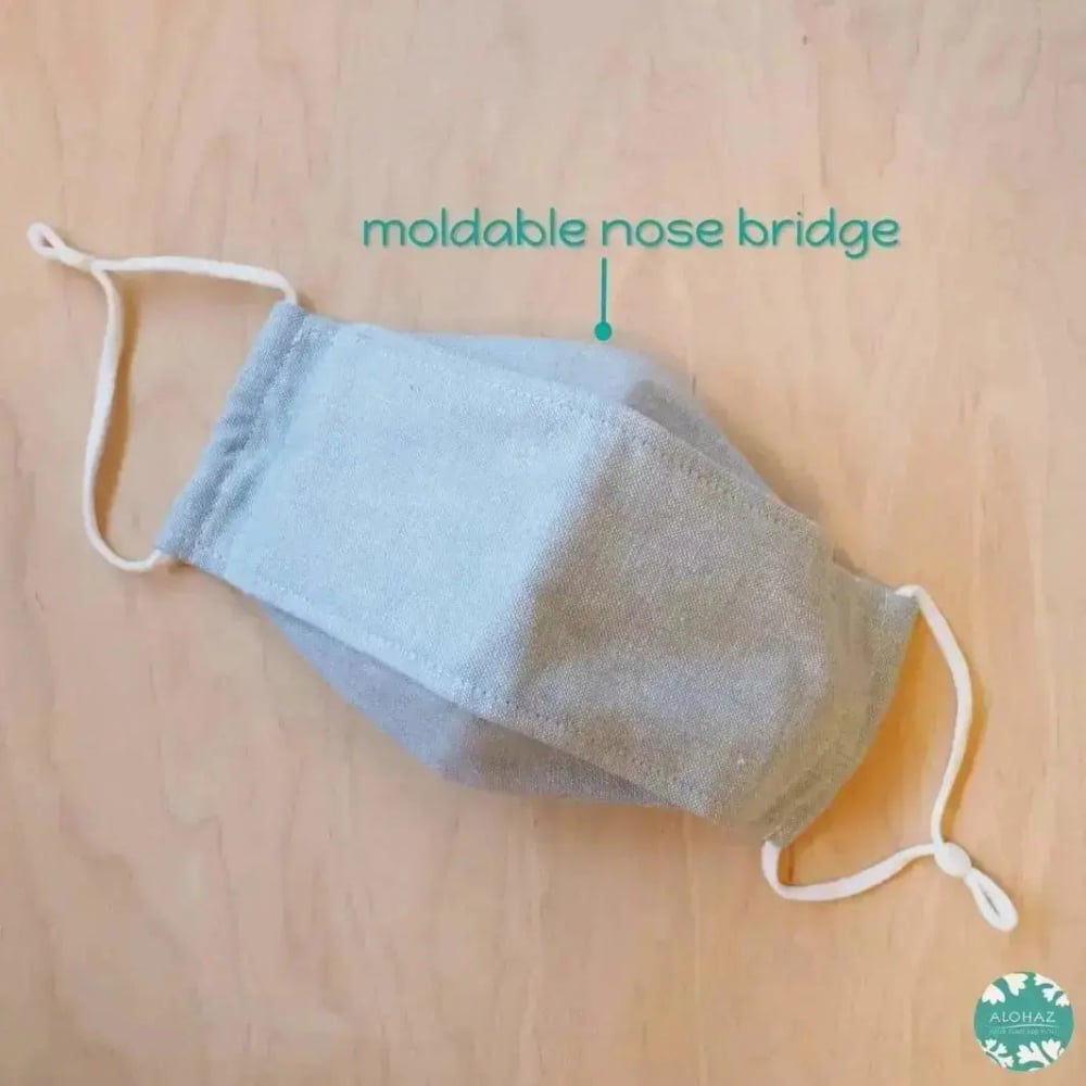 Antimicrobial 3d face mask + adjustable loops ~ sunbleached chambray