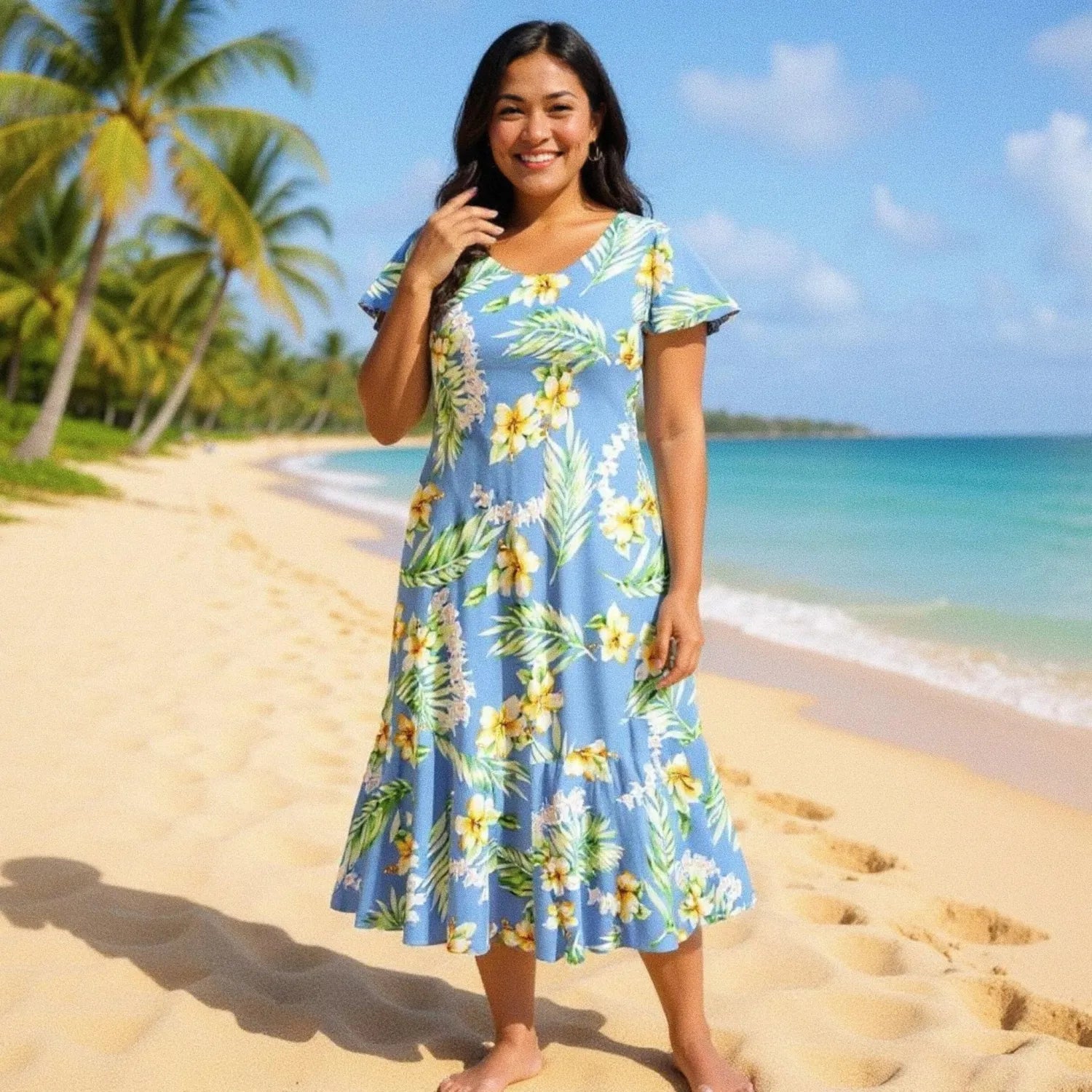 atoll blue hawaiian malia dress - Alohaz
