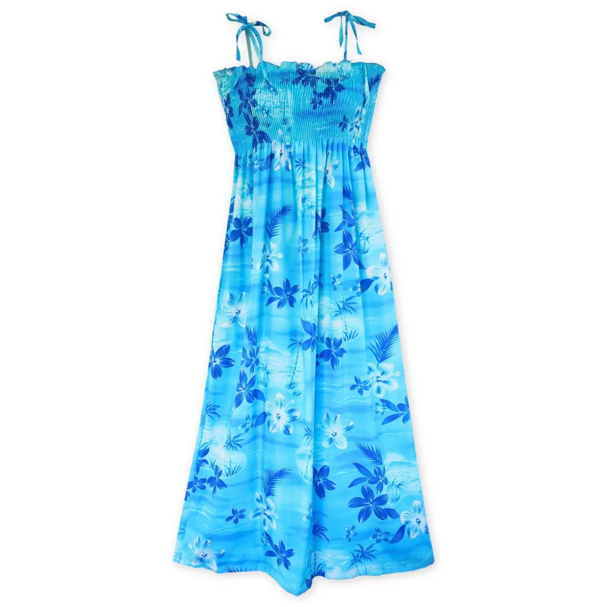 Aurora blue hawaiian maxi dress