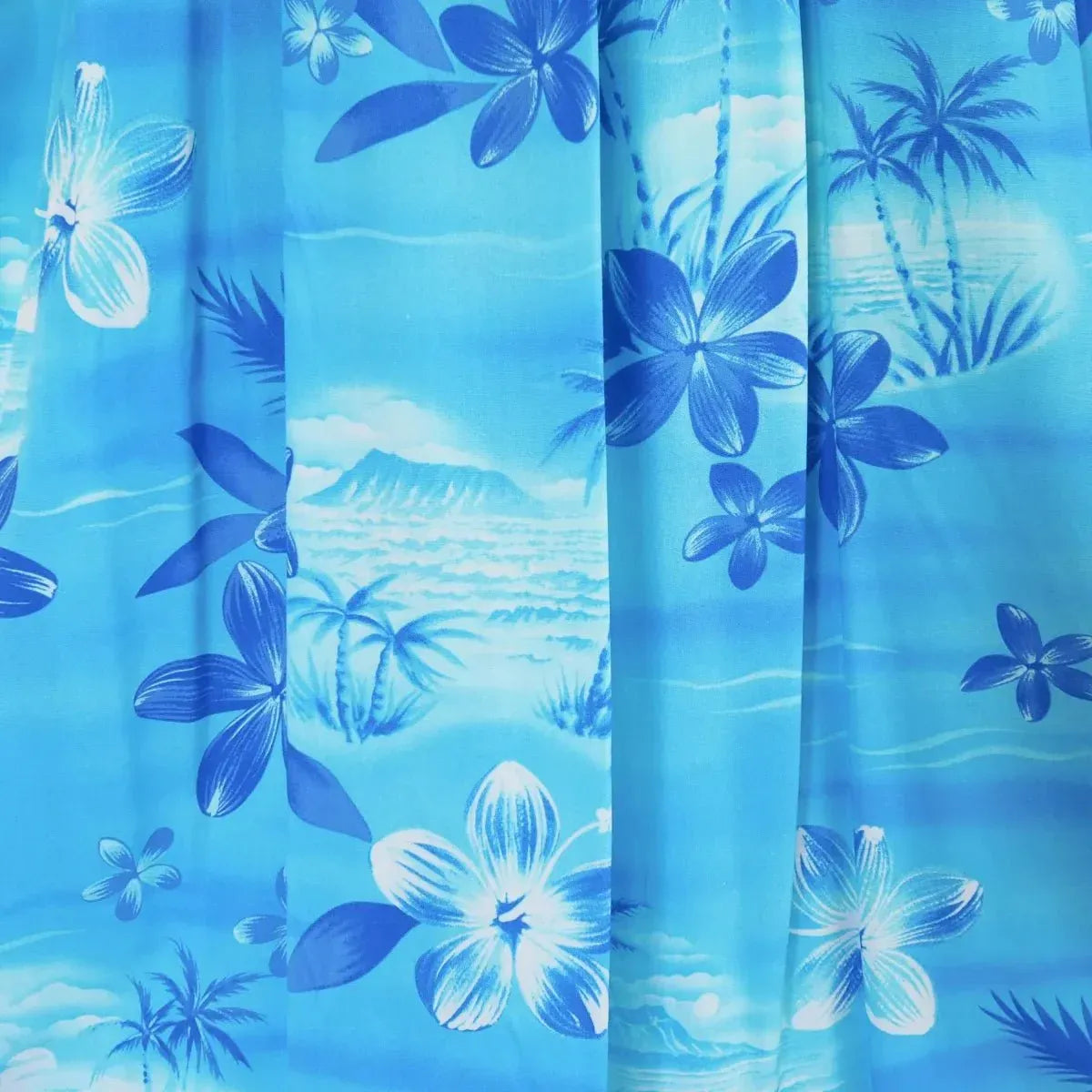 Aurora blue hawaiian rayon fabric - alohaz