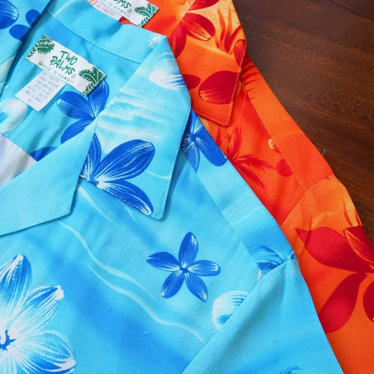 Aurora blue hawaiian rayon shirt - alohaz