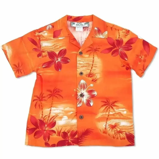 Aurora orange hawaiian boy shirt - alohaz