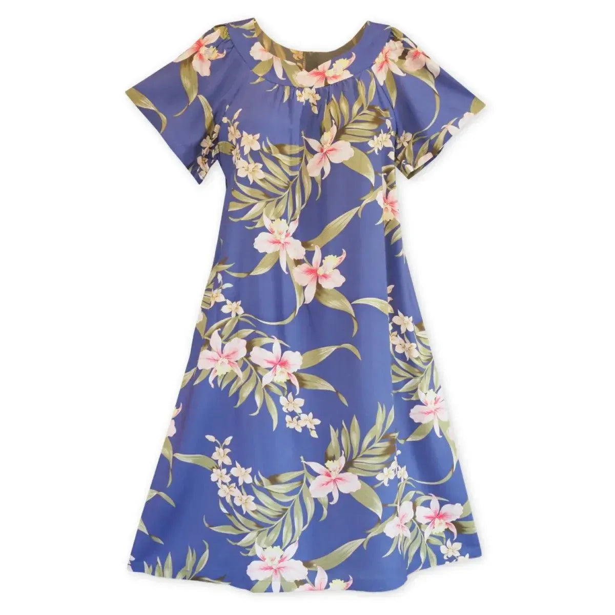 chinese dress ladies bamboo orchid blue hawaiian muumuu