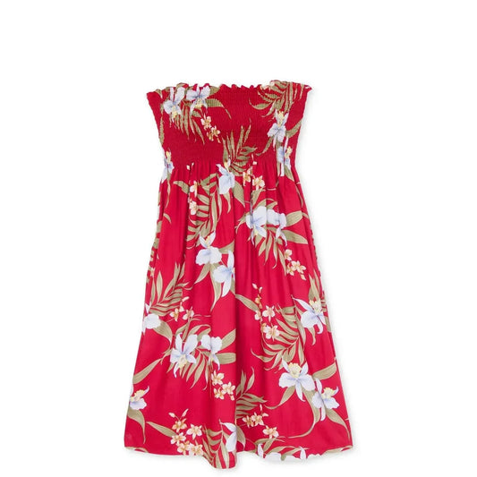 Bamboo orchid red hawaiian moonkiss short dress - alohaz