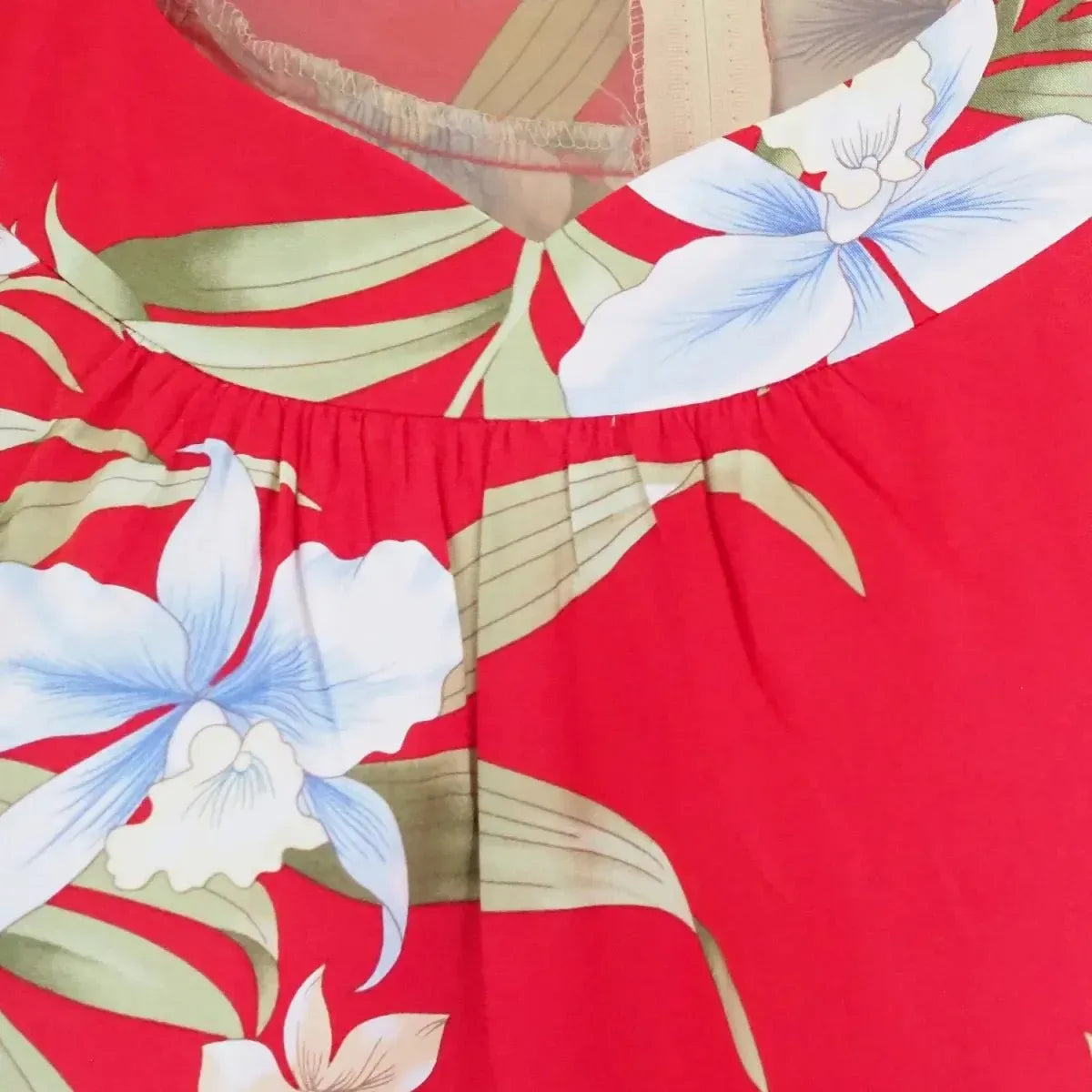 Bamboo orchid red hawaiian muumuu - alohaz