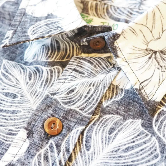Black moonlight reverse print hawaiian cotton shirt - alohaz