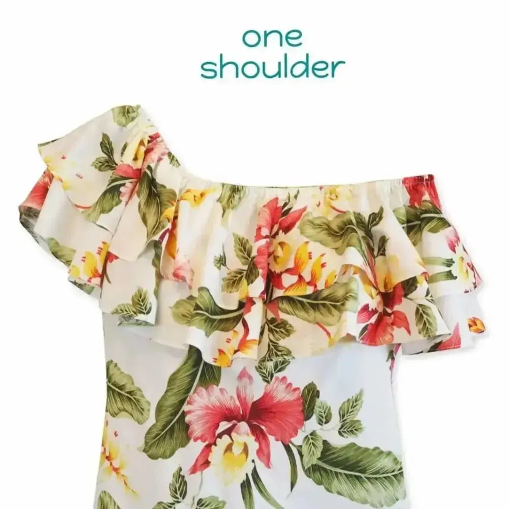 Cloud cream hawaiian rainbow short dress - alohaz