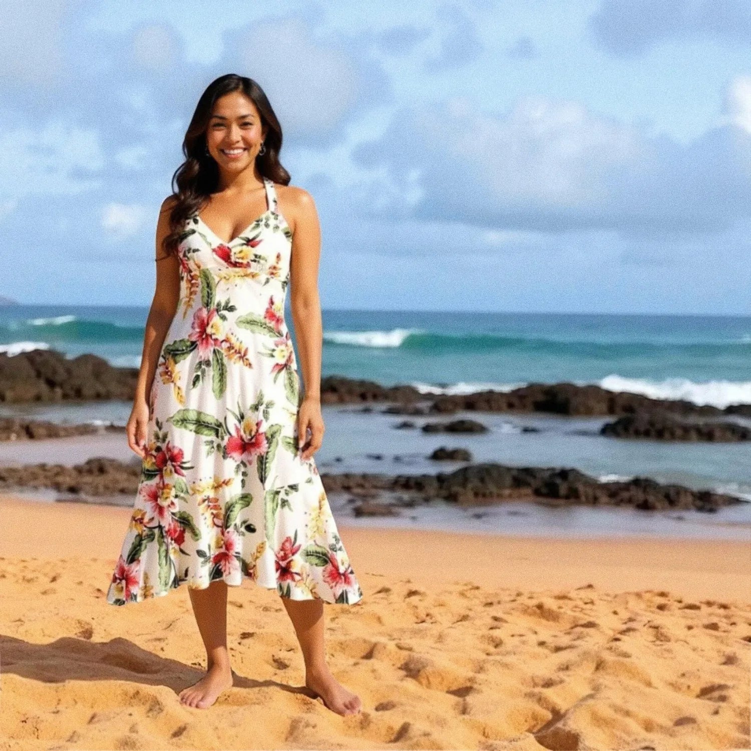 hawaiian midi dress cloud hawaiian akua dress