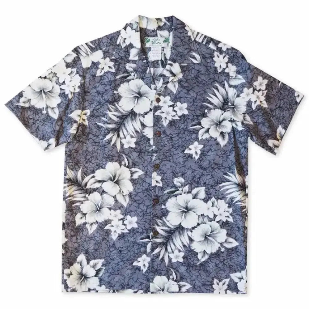 Flower power grey hawaiian cotton shirt - alohaz
