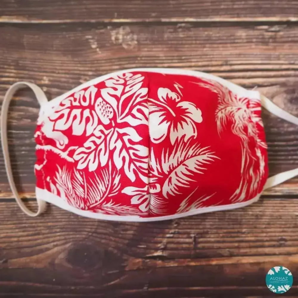 Full face mask + trim ~ red old hawaii