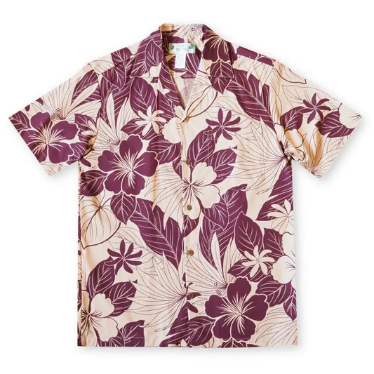 Haven purple hawaiian cotton shirt - alohaz