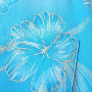 Hibiscus hideaway blue hawaiian aloha rayon shirt