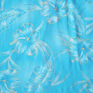 Hibiscus hideaway blue hawaiian rayon fabric