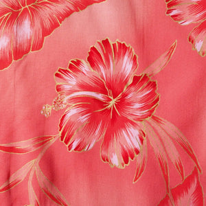 Hibiscus hideaway orange hawaiian rayon fabric
