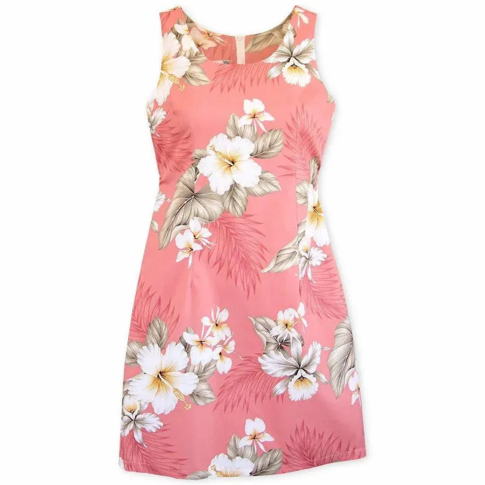 Hibiscus joy pink hawaiian tank dress - alohaz