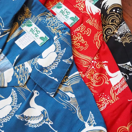 Island breeze crane red hawaiian aloha rayon shirt - alohaz