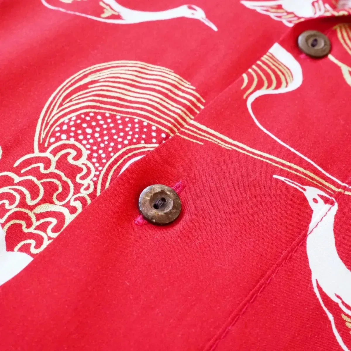 Island breeze crane red hawaiian aloha rayon shirt - alohaz