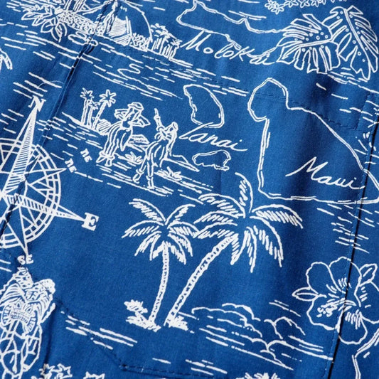 Island cruise blue hawaiian rayon shirt - alohaz