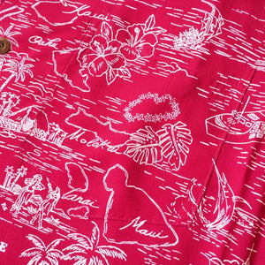 Island cruise red hawaiian rayon shirt
