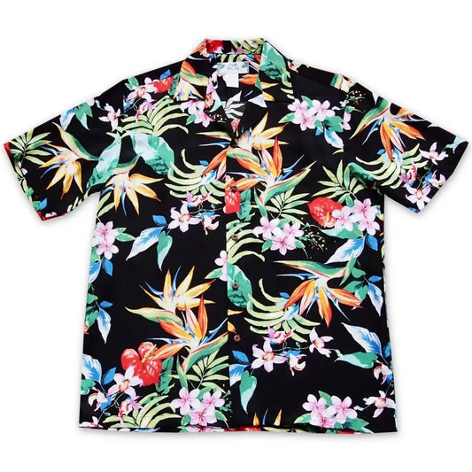 Jungle black hawaiian rayon shirt - alohaz