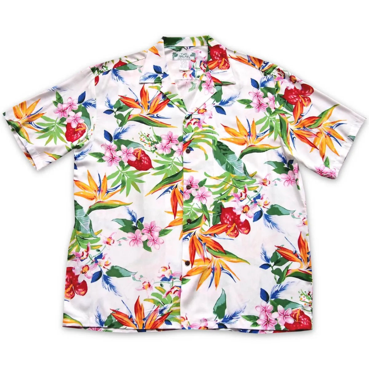 Jungle white hawaiian aloha rayon shirt