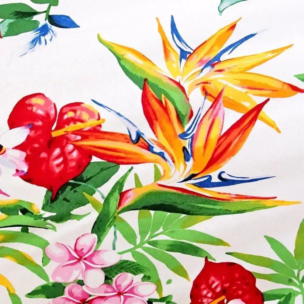 Jungle white hawaiian rayon fabric - alohaz