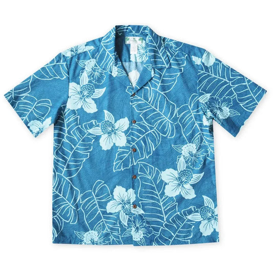 Ka’anapali aqua hawaiian cotton shirt - alohaz