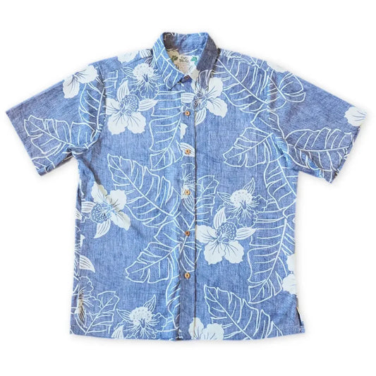 Ka’anapali blue reverse print hawaiian cotton shirt - alohaz