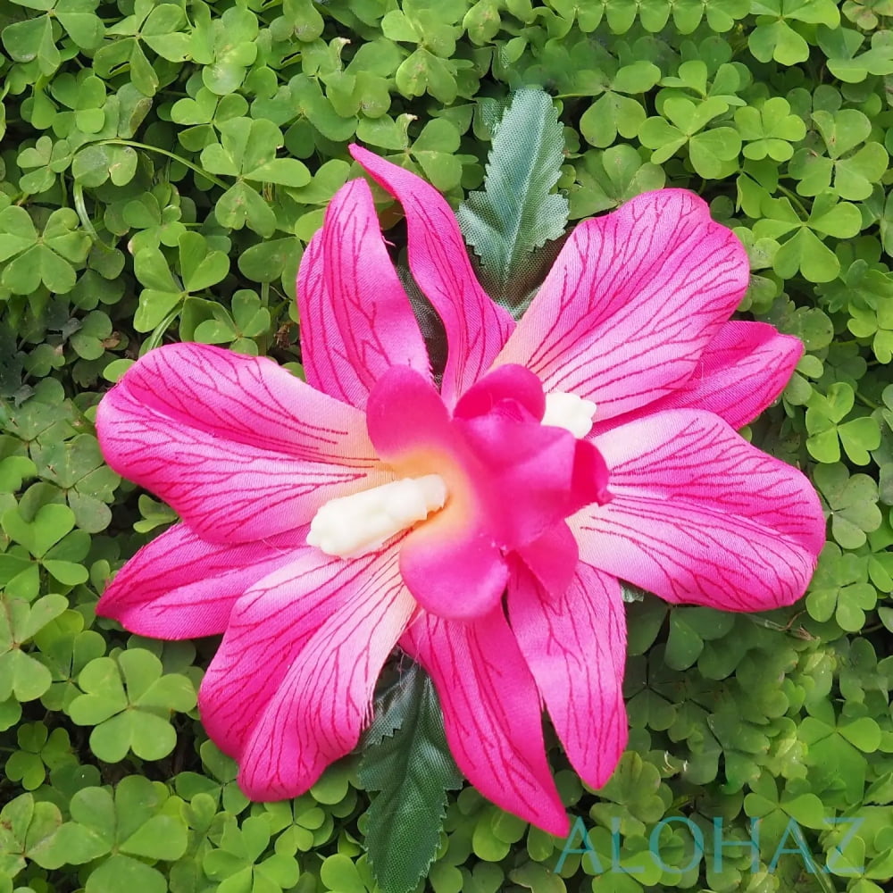 Kahalu’u pink hawaiian flower hair clip