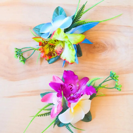 Kaia blue tropical flower hair clip - alohaz