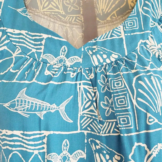 Kaka’ako teal hawaiian muumuu - alohaz