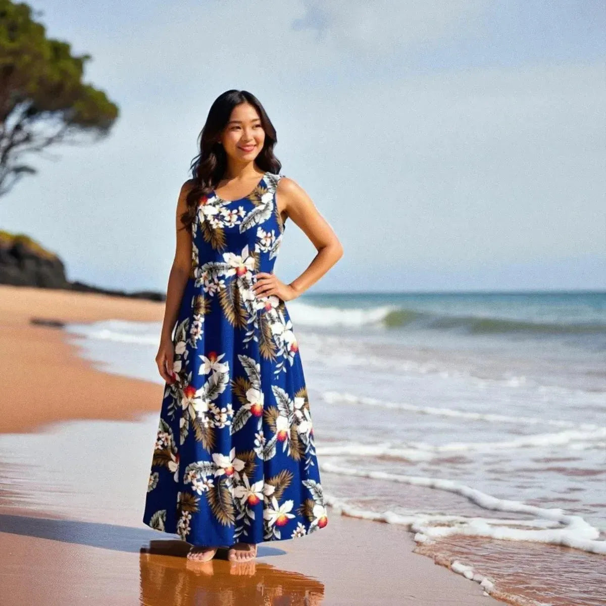 majestic blue hawaiian darling dress - Alohaz majestic blue hawaiian darling dress - Alohaz