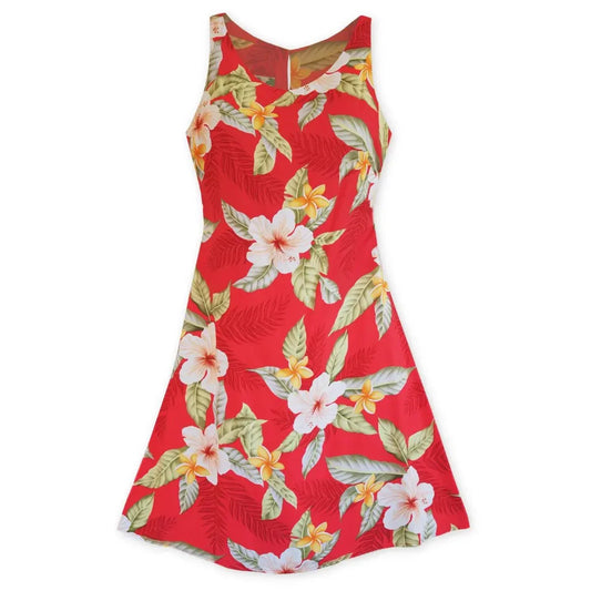 Makaha red hawaiian fiesta dress - alohaz