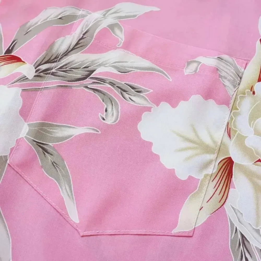 Mele pink hawaiian rayon fabric - alohaz