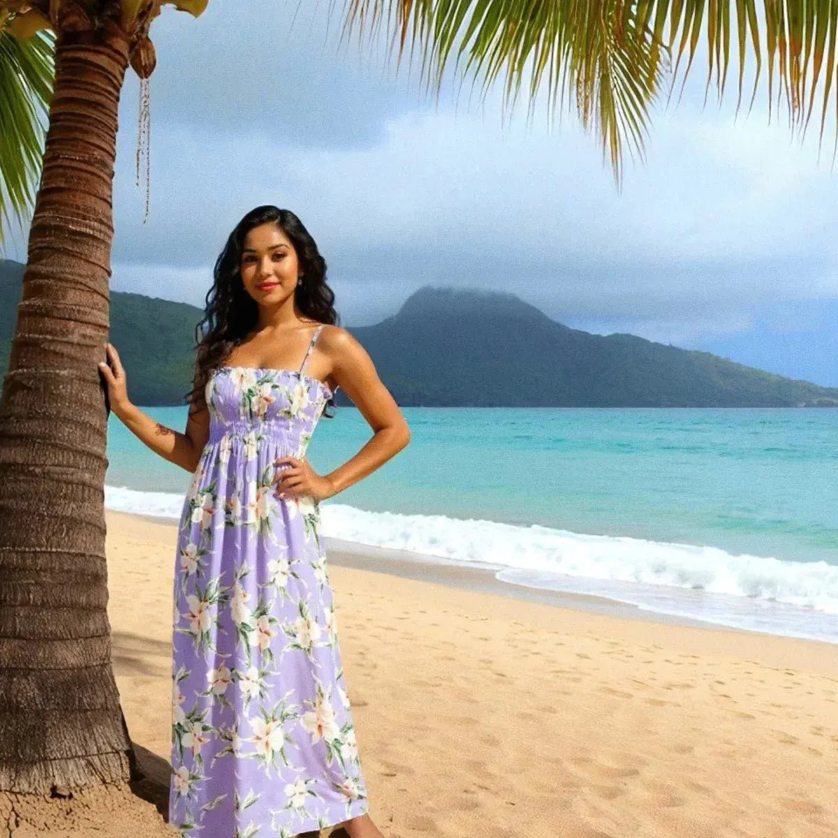 Mele Purple Hawaiian Maxi Dress - Alohaz Mele Purple Hawaiian Maxi Dress - Alohaz