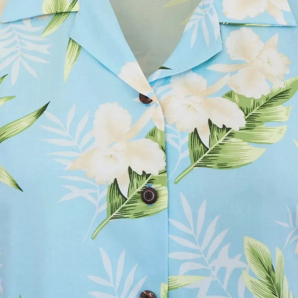 Midnight baby blue hawaiian lady blouse - alohaz