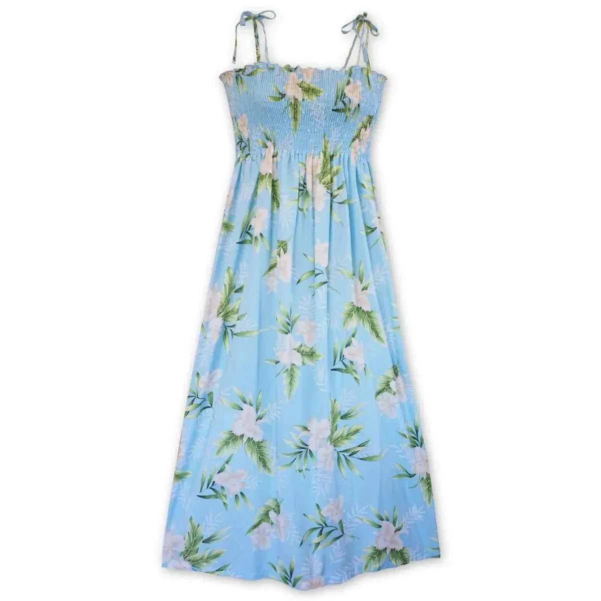 Midnight baby blue hawaiian maxi dress - alohaz