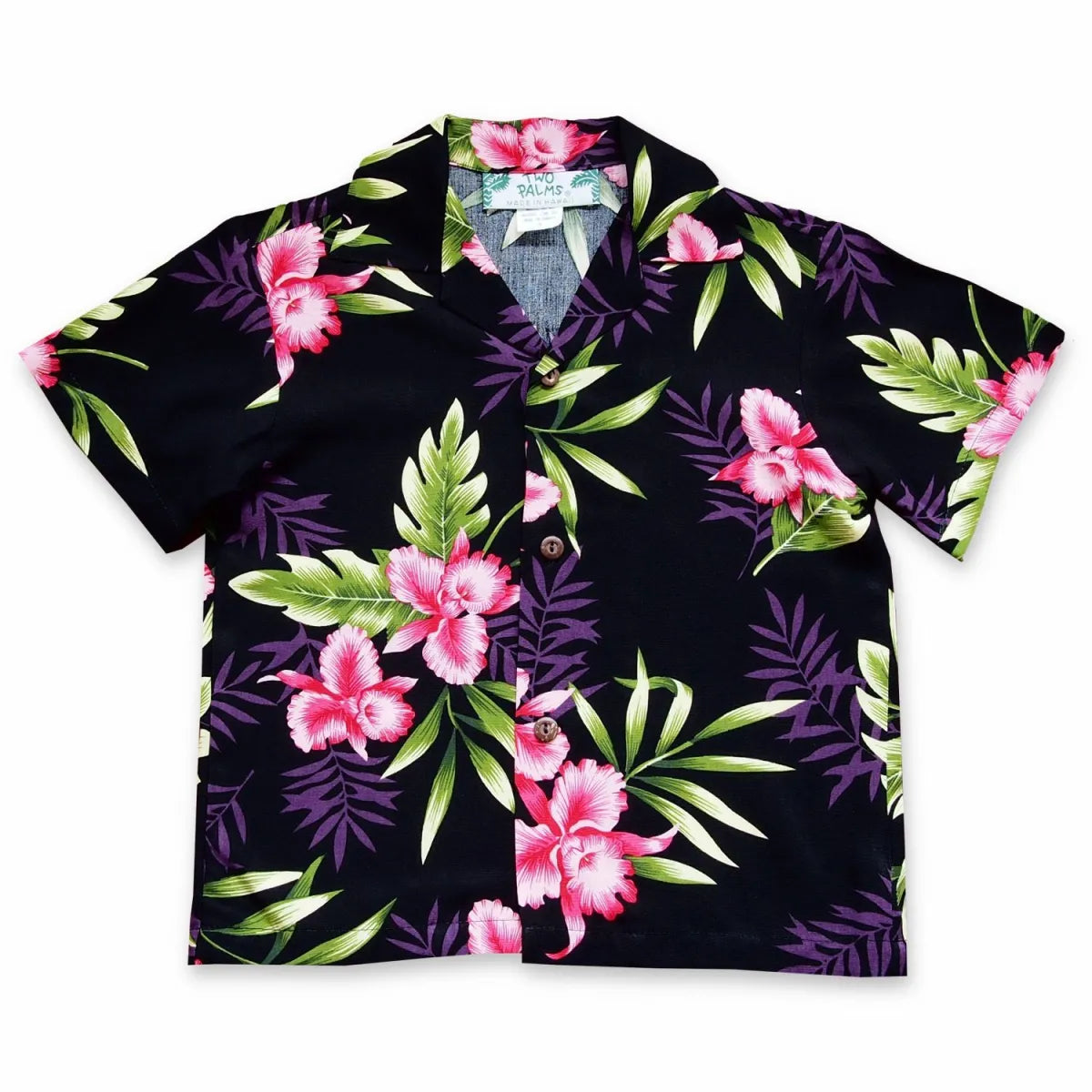 Midnight black hawaiian boy shirt