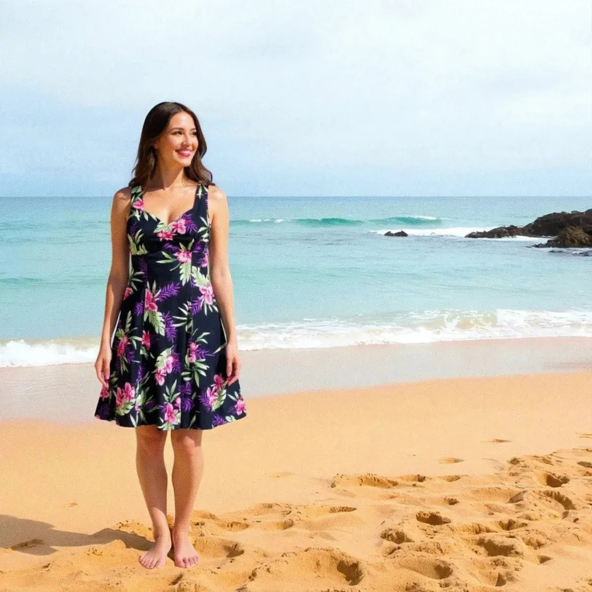 midnight black hawaiian molokini short dress - Alohaz midnight black hawaiian molokini short dress - Alohaz