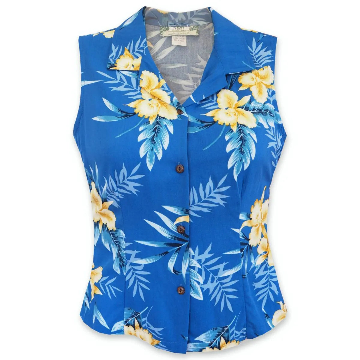 Midnight blue hawaiian lady sleeveless blouse