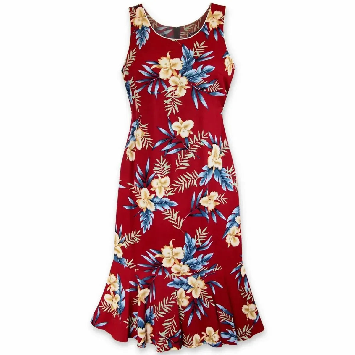 midnight maroon hawaiian hana aloha dress - Alohaz