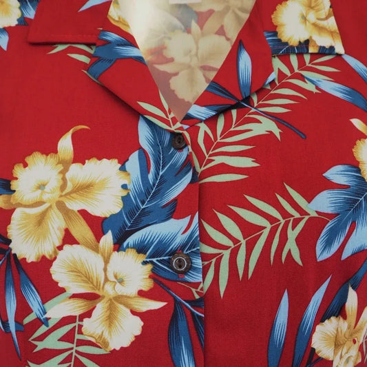 Midnight red hawaiian lady blouse - alohaz