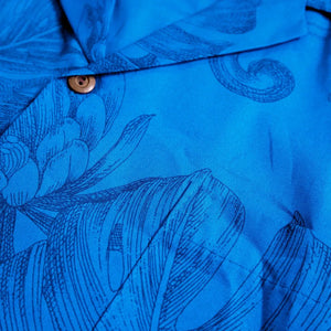 Monstera cereus blue hawaiian cotton shirt