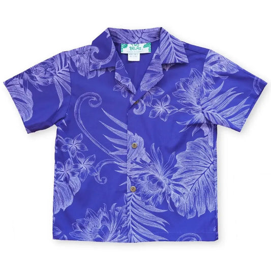 Monstera cereus purple hawaiian boy shirt - alohaz
