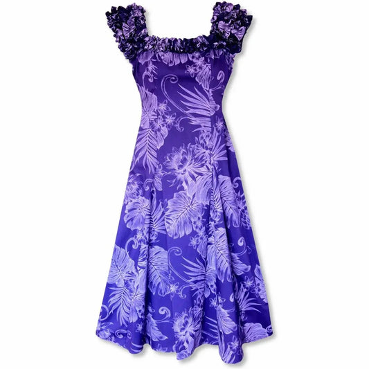 Monstera cereus purple hawaiian leilani dress - alohaz